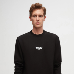 Relaxed Fit Siyah Baskılı Sweatshirt