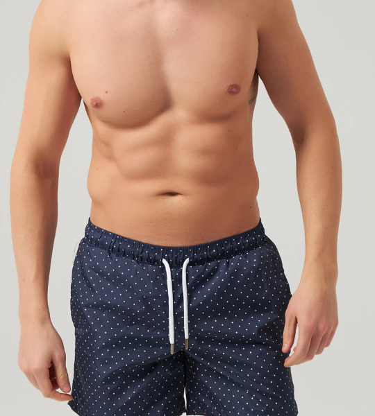 Regular Fit Lacivert Baskılı Şort Mayo