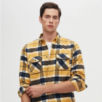 Slim Fit Hardal Ekose Oduncu Gömlek