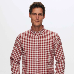 Slim Fit Bordo Kareli Ekoseli Gömlek