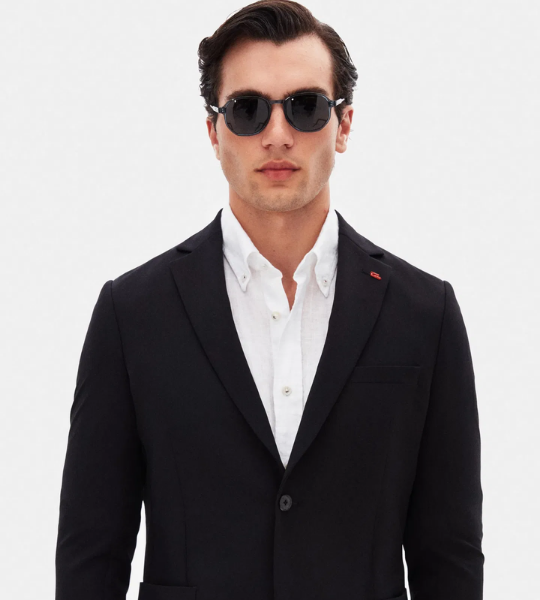 Slim Fit Siyah Düz Kumaş Ceket